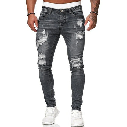 Men's stretch ripped jeans