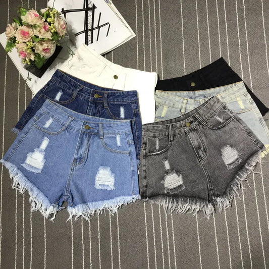 Women's high waist ripped jeans shorts