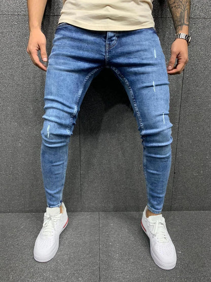 Men Stretchy Ripped Skinny Biker Cartoon Jeans